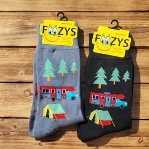 NWT Men's Foozy's Camping Themed Socks Set - Black and Gray